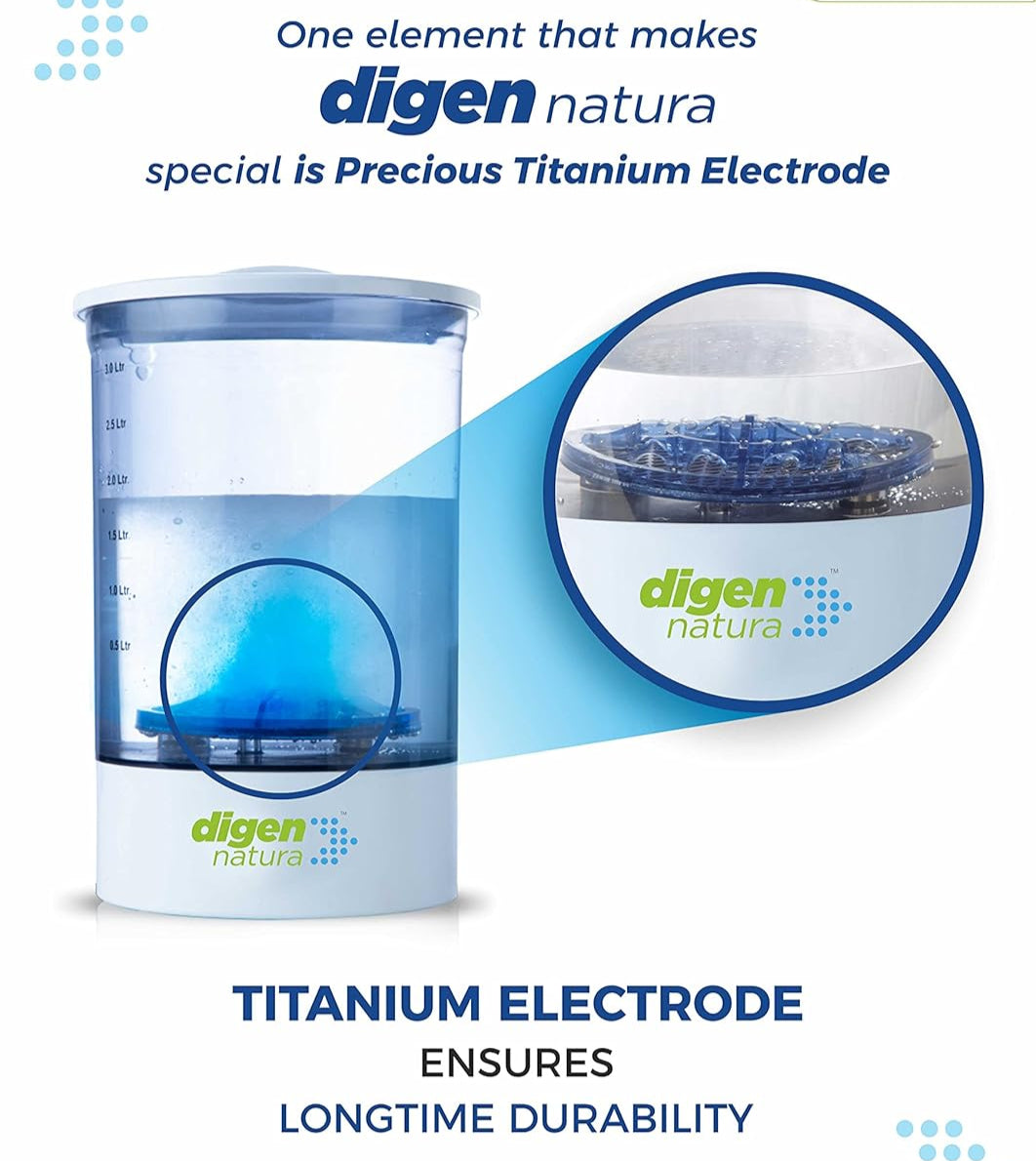 Digen Natura - Multi-Purpose Disinfectant Generator | Natural & Powerful Sanitizer | De-greaser | Titanium Electrode | Safe for Home, Office, Human, Pets & Environment