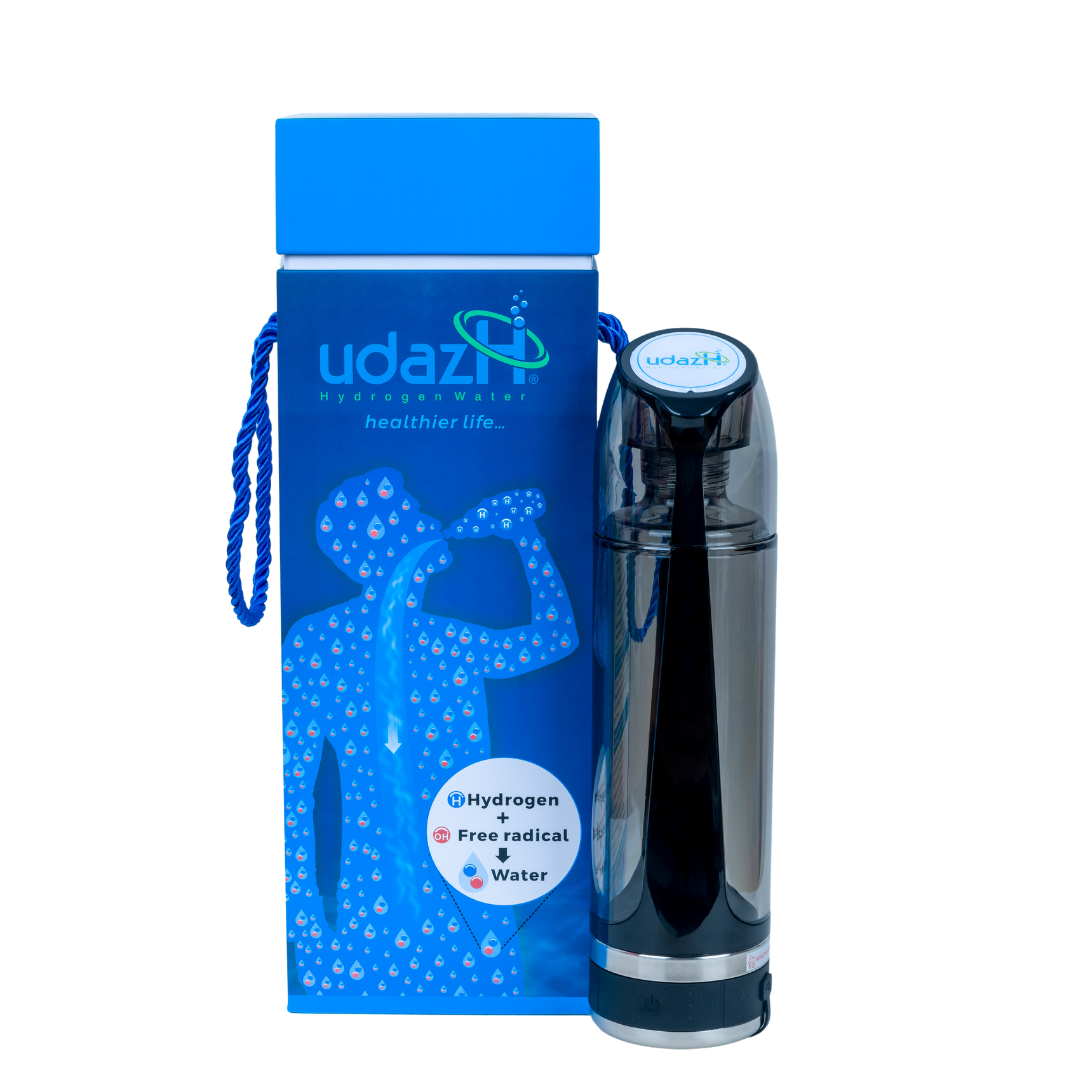 udazH Hydrogen water bottle Rechargeable & Portable : Black