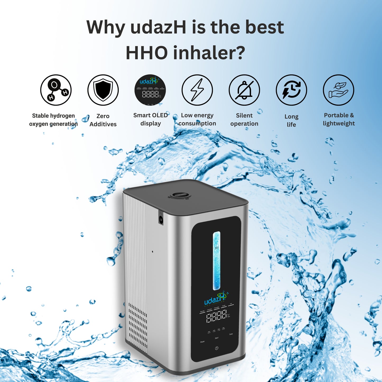 UdazH Portable HHO Generator: Breathe Better, Live Healthier. Portable Hydrogen+Oxygen inhaler