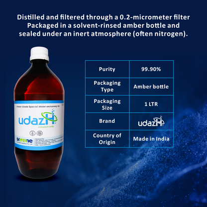 UdazH Ultra-Pure Water for Oxygen & Hydrogen Inhalers Pure Distilled Water –  | NABL Certified | 0.2-Micron Filtration